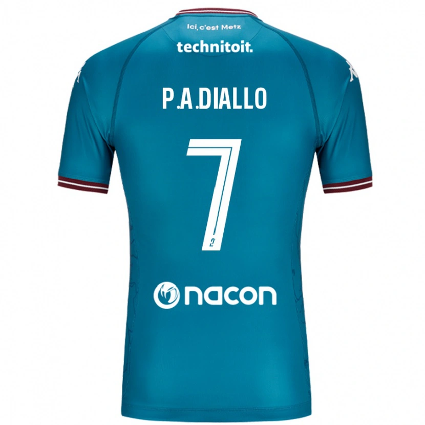 Danxen Enfant Maillot Papa Amadou Diallo #7 Bleu Pétrole Tenues Extérieur 2024/25 T-Shirt