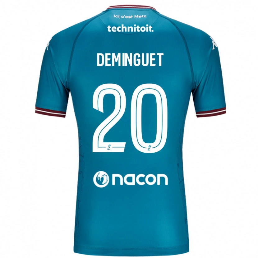 Danxen Enfant Maillot Jessy Deminguet #20 Bleu Pétrole Tenues Extérieur 2024/25 T-Shirt