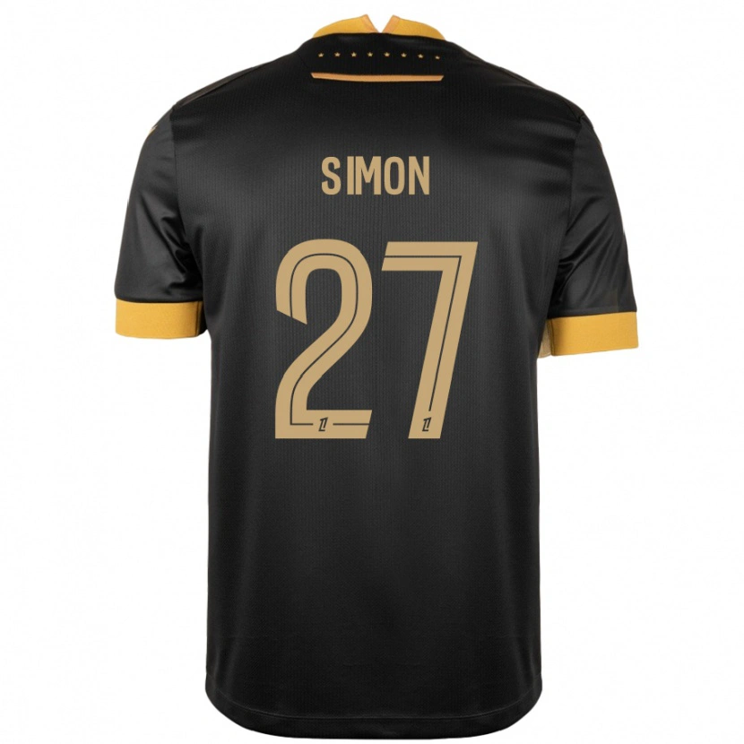 Danxen Enfant Maillot Moses Simon #27 Noir Marron Tenues Extérieur 2024/25 T-Shirt