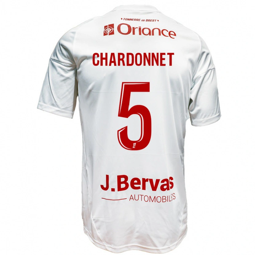 Danxen Enfant Maillot Brendan Chardonnet #5 Blanc Rouge Tenues Extérieur 2024/25 T-Shirt