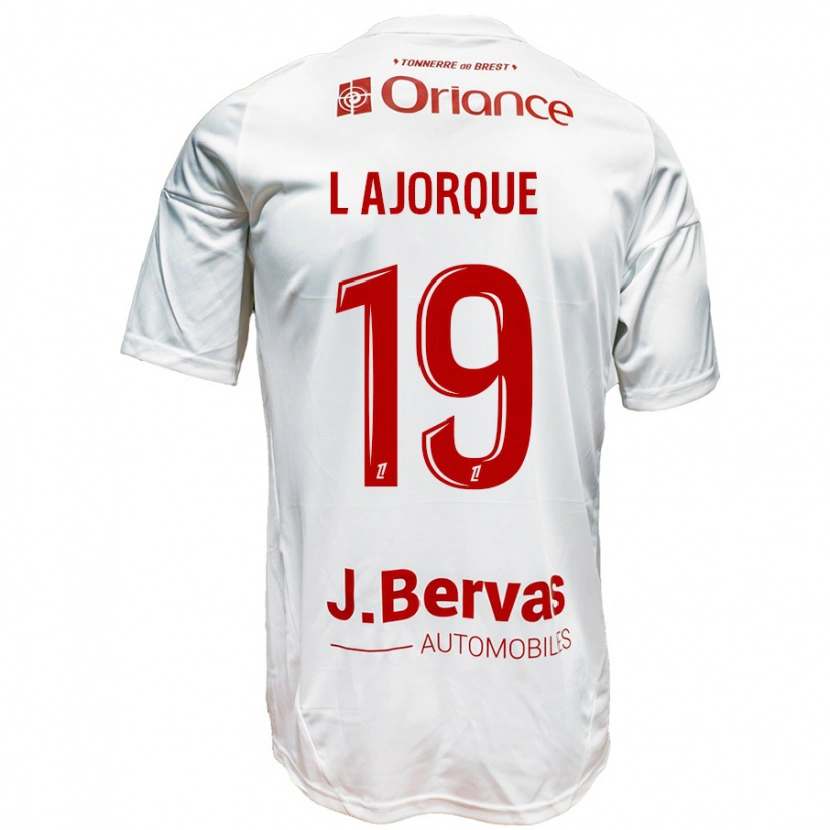 Danxen Enfant Maillot Ludovic Ajorque #19 Blanc Rouge Tenues Extérieur 2024/25 T-Shirt