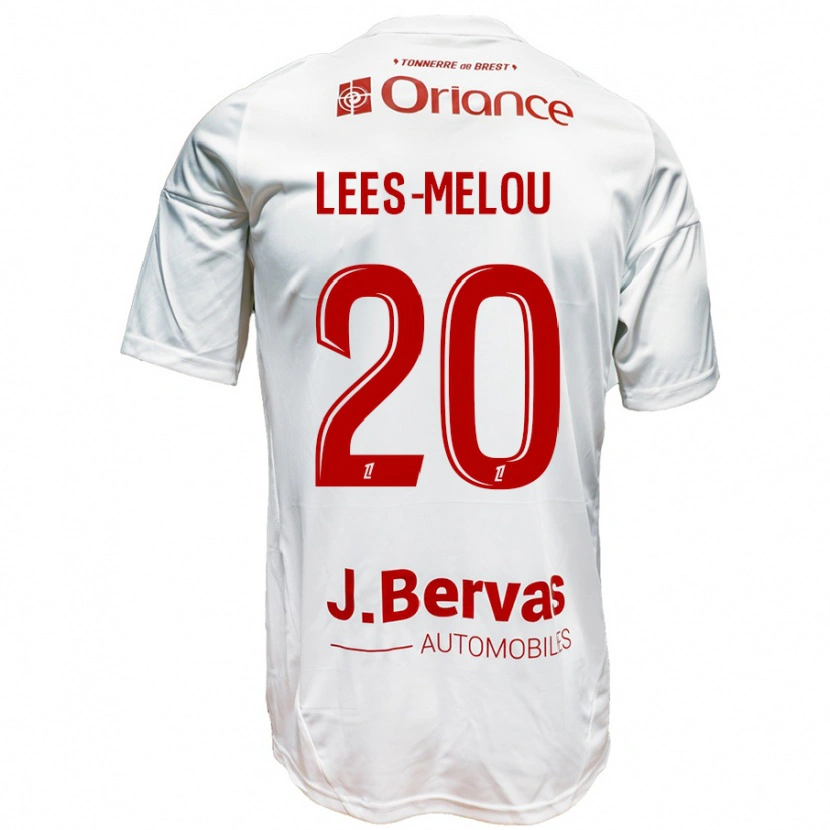 Danxen Enfant Maillot Pierre Lees-Melou #20 Blanc Rouge Tenues Extérieur 2024/25 T-Shirt