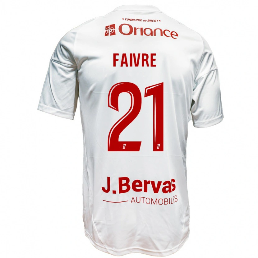 Danxen Enfant Maillot Romain Faivre #21 Blanc Rouge Tenues Extérieur 2024/25 T-Shirt