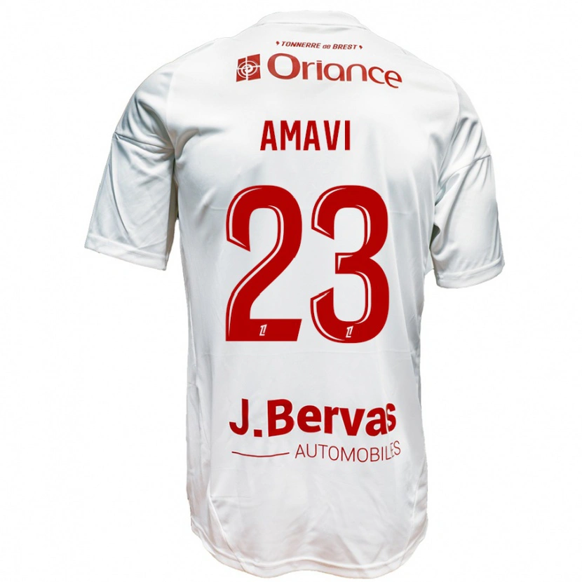 Danxen Enfant Maillot Jordan Amavi #23 Blanc Rouge Tenues Extérieur 2024/25 T-Shirt