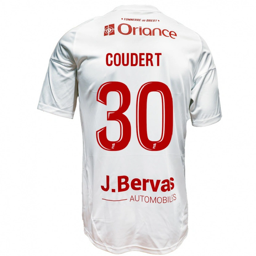 Danxen Enfant Maillot Grégoire Coudert #30 Blanc Rouge Tenues Extérieur 2024/25 T-Shirt