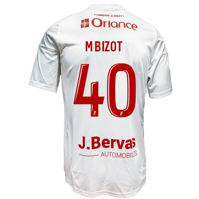 Danxen Enfant Maillot Marco Bizot #40 Blanc Rouge Tenues Extérieur 2024/25 T-Shirt