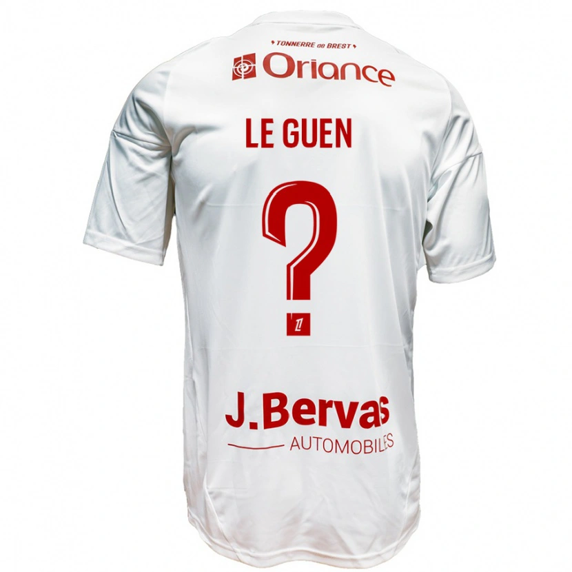 Danxen Enfant Maillot Raphaël Le Guen #0 Blanc Rouge Tenues Extérieur 2024/25 T-Shirt