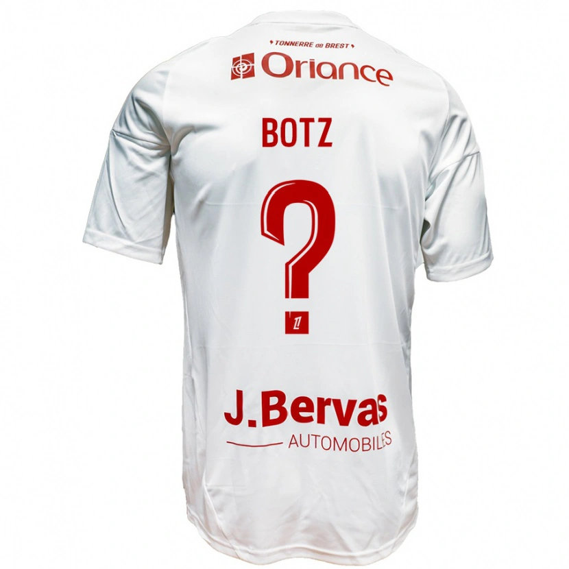 Danxen Enfant Maillot Léo Botz #0 Blanc Rouge Tenues Extérieur 2024/25 T-Shirt