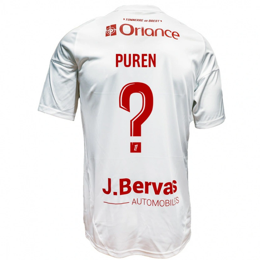 Danxen Enfant Maillot Matthieu Puren #0 Blanc Rouge Tenues Extérieur 2024/25 T-Shirt