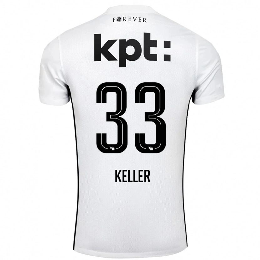 Danxen Enfant Maillot Marvin Keller #33 Blanc Noir Tenues Extérieur 2024/25 T-Shirt