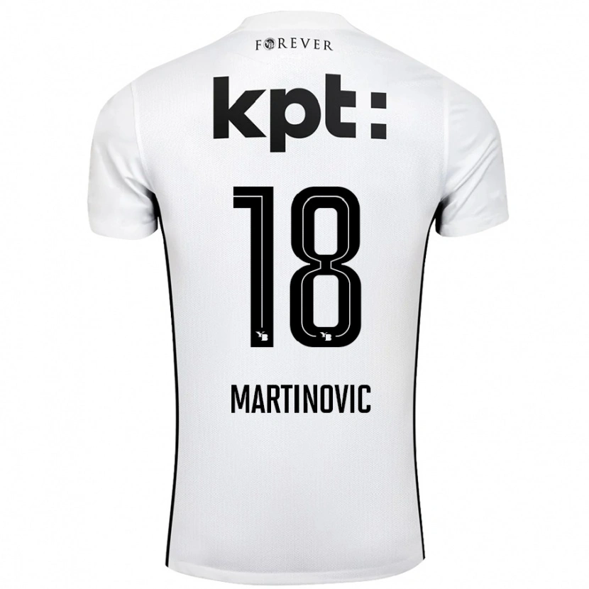 Danxen Enfant Maillot Denis Martinovic #18 Blanc Noir Tenues Extérieur 2024/25 T-Shirt