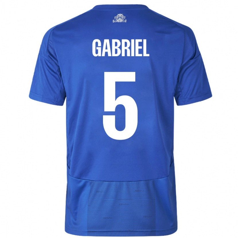 Danxen Enfant Maillot Gabriel Pereira #5 Blanc Bleu Tenues Extérieur 2024/25 T-Shirt