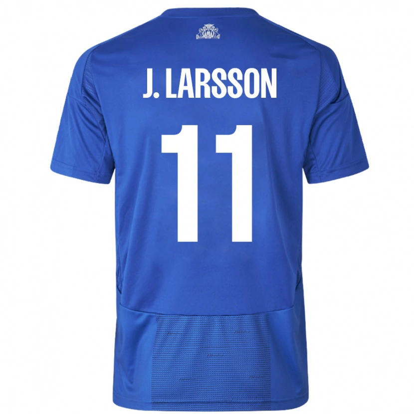 Danxen Enfant Maillot Jordan Larsson #11 Blanc Bleu Tenues Extérieur 2024/25 T-Shirt