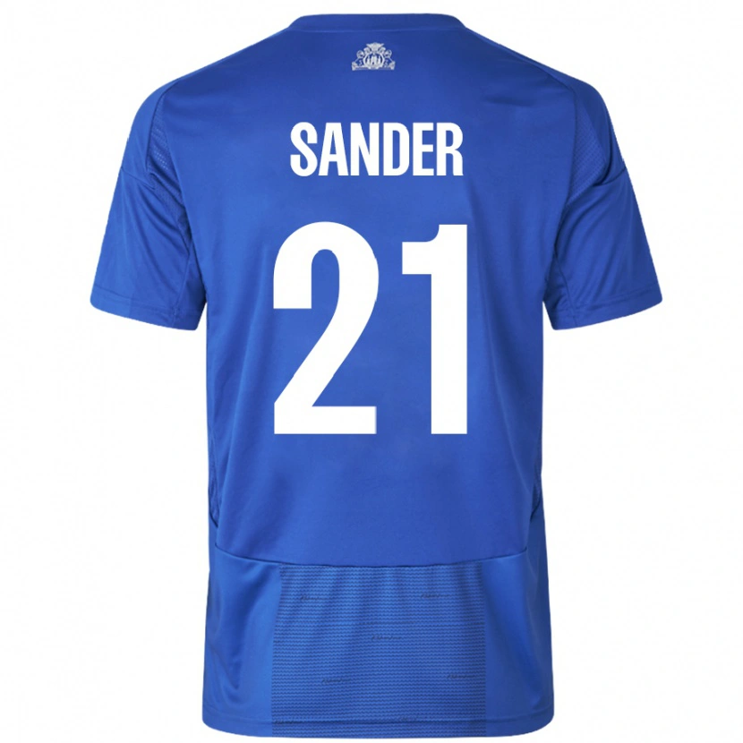 Danxen Enfant Maillot Theo Sander #21 Blanc Bleu Tenues Extérieur 2024/25 T-Shirt