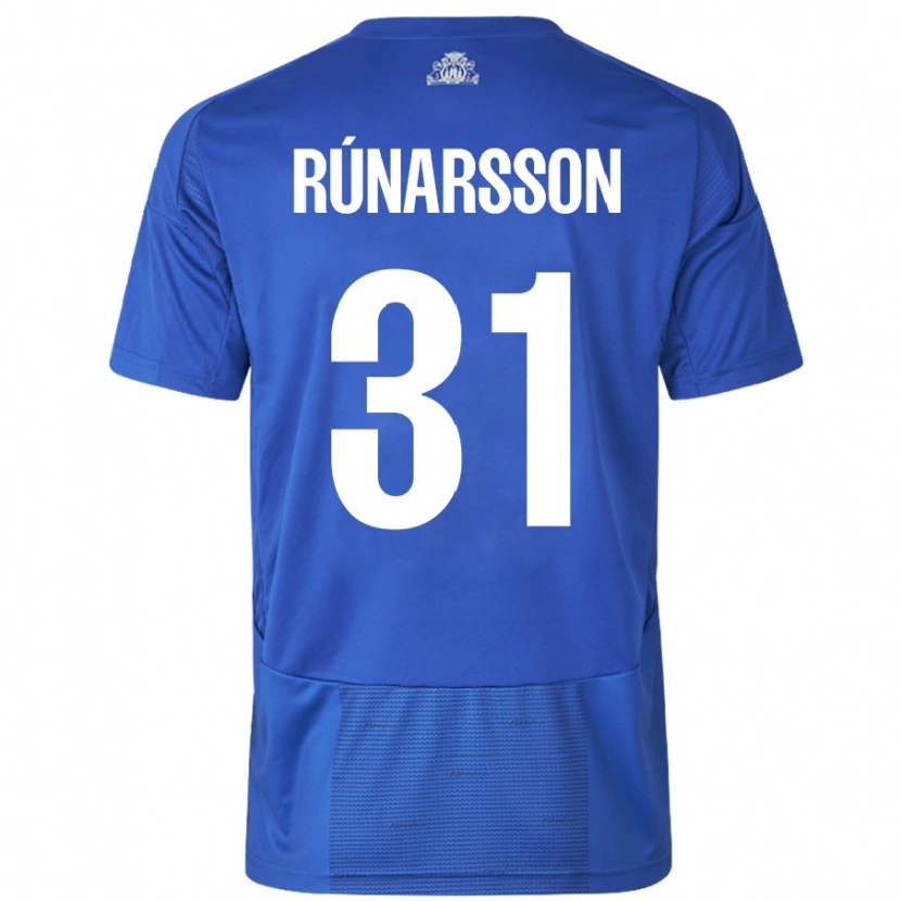 Danxen Enfant Maillot Rúnar Alex Rúnarsson #31 Blanc Bleu Tenues Extérieur 2024/25 T-Shirt