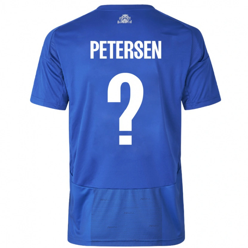 Danxen Enfant Maillot Frederik Petersen #0 Blanc Bleu Tenues Extérieur 2024/25 T-Shirt