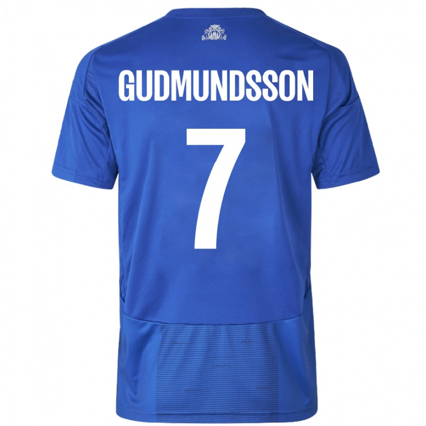 Danxen Enfant Maillot Galdur Gudmundsson #7 Blanc Bleu Tenues Extérieur 2024/25 T-Shirt