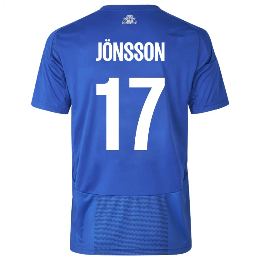 Danxen Enfant Maillot Neo Jönsson #17 Blanc Bleu Tenues Extérieur 2024/25 T-Shirt