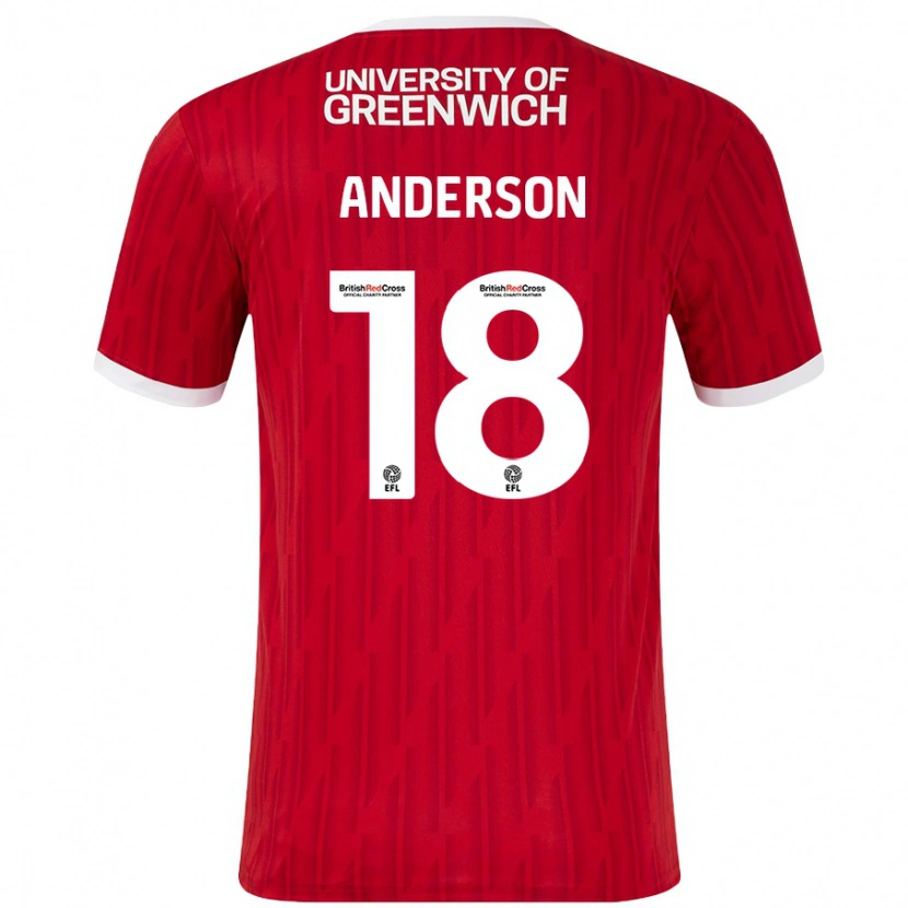 Danxen Homme Maillot Karoy Anderson #18 Rouge Blanc Tenues Domicile 2024/25 T-Shirt