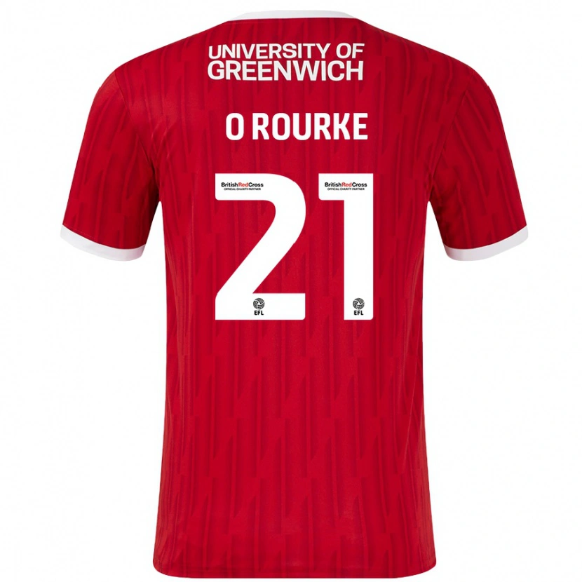 Danxen Homme Maillot Sophie O'rourke #21 Rouge Blanc Tenues Domicile 2024/25 T-Shirt