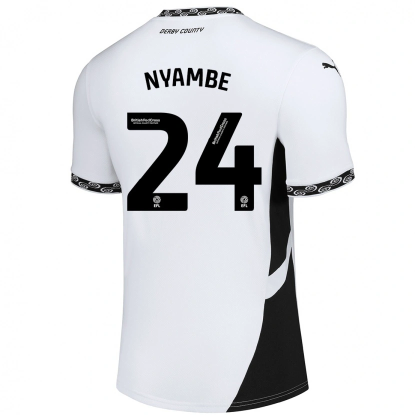 Danxen Homme Maillot Ryan Nyambe #24 Blanc Noir Tenues Domicile 2024/25 T-Shirt