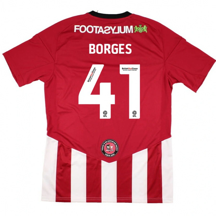 Danxen Homme Maillot Pedro Borges #41 Rouge Blanc Tenues Domicile 2024/25 T-Shirt