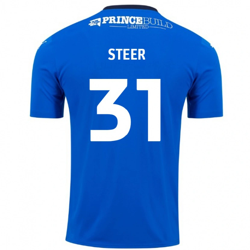 Danxen Homme Maillot Jed Steer #31 Bleu Blanc Tenues Domicile 2024/25 T-Shirt