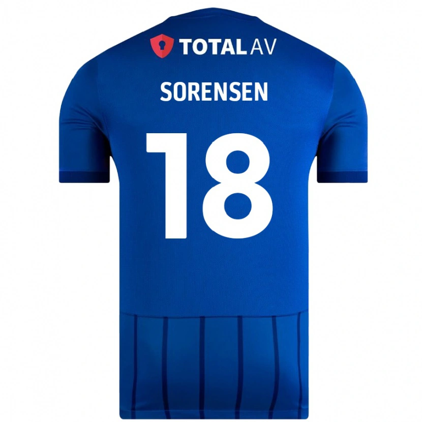 Danxen Homme Maillot Elias Sørensen #18 Bleu Tenues Domicile 2024/25 T-Shirt