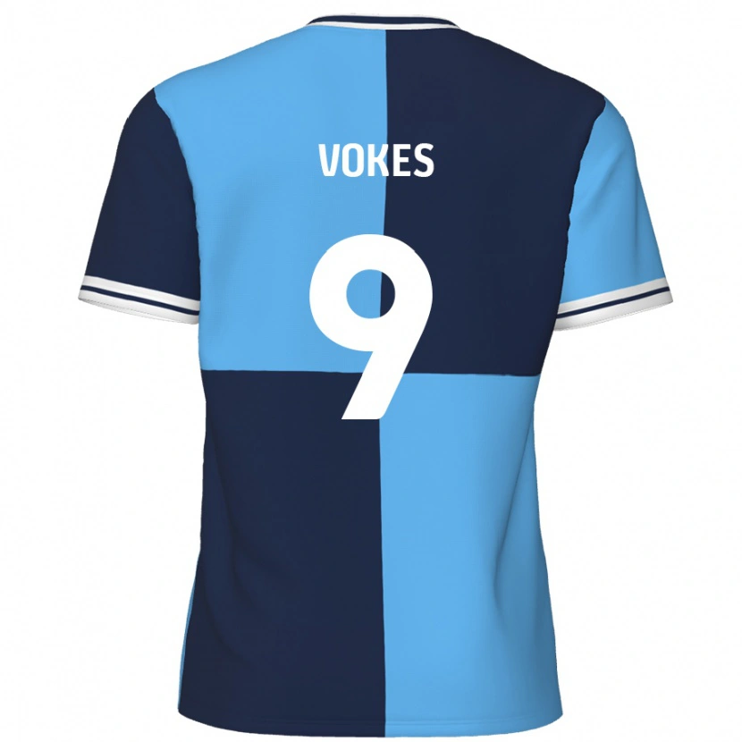 Danxen Homme Maillot Sam Vokes #9 Bleu Ciel Bleu Foncé Tenues Domicile 2024/25 T-Shirt