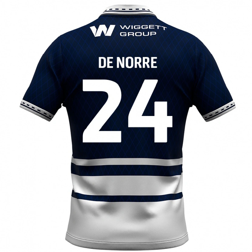 Danxen Homme Maillot Casper De Norre #24 Bleu Marine Blanc Tenues Domicile 2024/25 T-Shirt