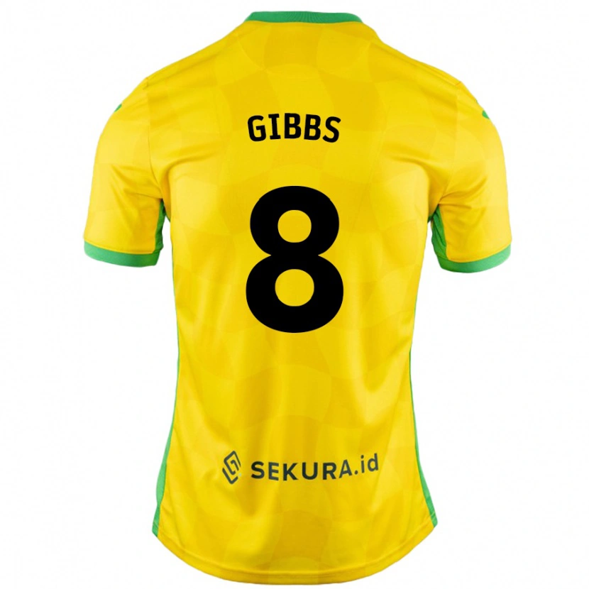 Danxen Homme Maillot Liam Gibbs #8 Jaune Vert Tenues Domicile 2024/25 T-Shirt