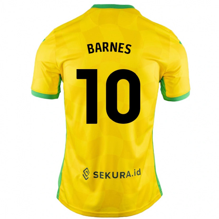 Danxen Homme Maillot Ashley Barnes #10 Jaune Vert Tenues Domicile 2024/25 T-Shirt