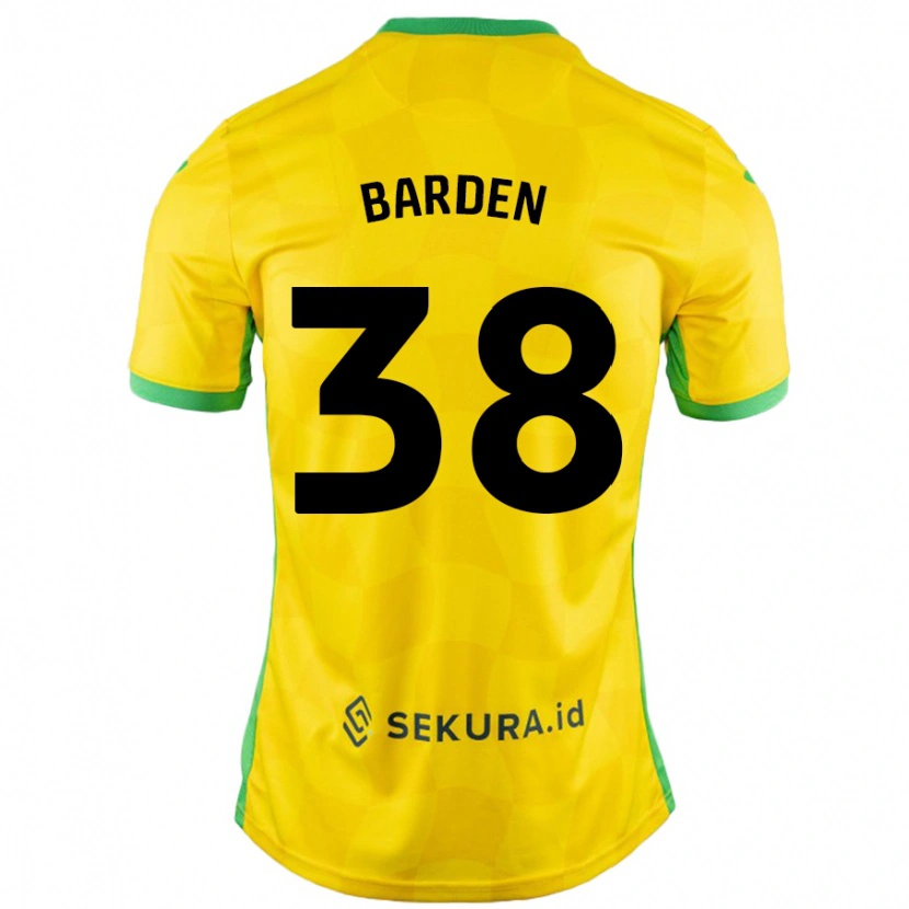 Danxen Homme Maillot Daniel Barden #38 Jaune Vert Tenues Domicile 2024/25 T-Shirt