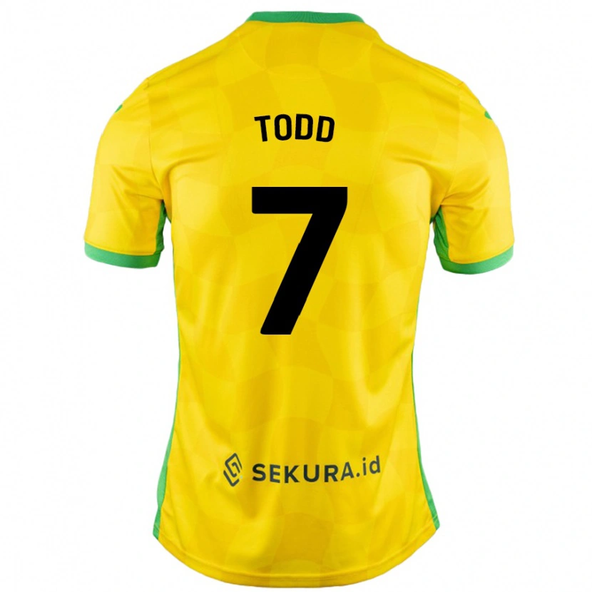 Danxen Homme Maillot Megan Todd #7 Jaune Vert Tenues Domicile 2024/25 T-Shirt