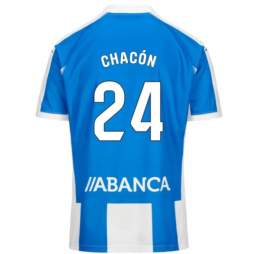 Danxen Homme Maillot Luis Chacón #24 Bleu Blanc Tenues Domicile 2024/25 T-Shirt