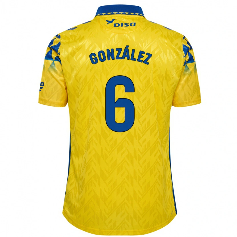 Danxen Homme Maillot Fabio González #6 Jaune Bleu Tenues Domicile 2024/25 T-Shirt