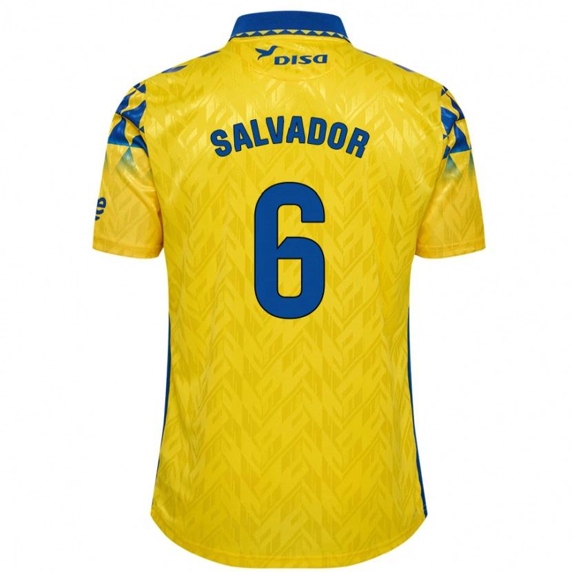 Danxen Homme Maillot Pol Salvador #6 Jaune Bleu Tenues Domicile 2024/25 T-Shirt