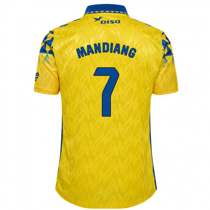 Danxen Homme Maillot Saliou Mandiang #7 Jaune Bleu Tenues Domicile 2024/25 T-Shirt