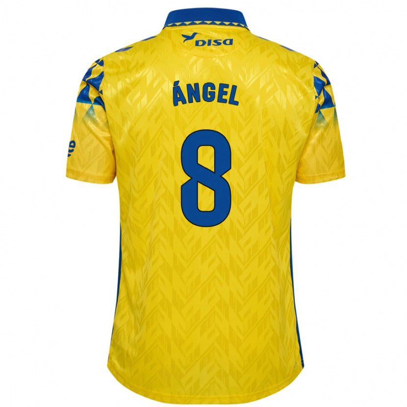 Danxen Homme Maillot José Ángel #8 Jaune Bleu Tenues Domicile 2024/25 T-Shirt