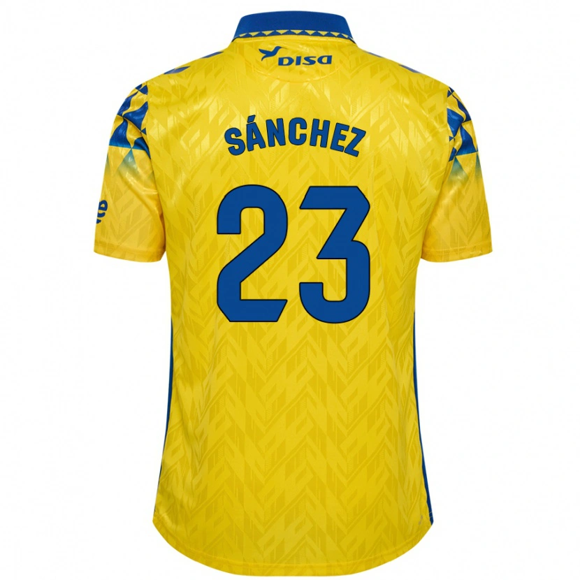 Danxen Homme Maillot Omar Sánchez #23 Jaune Bleu Tenues Domicile 2024/25 T-Shirt