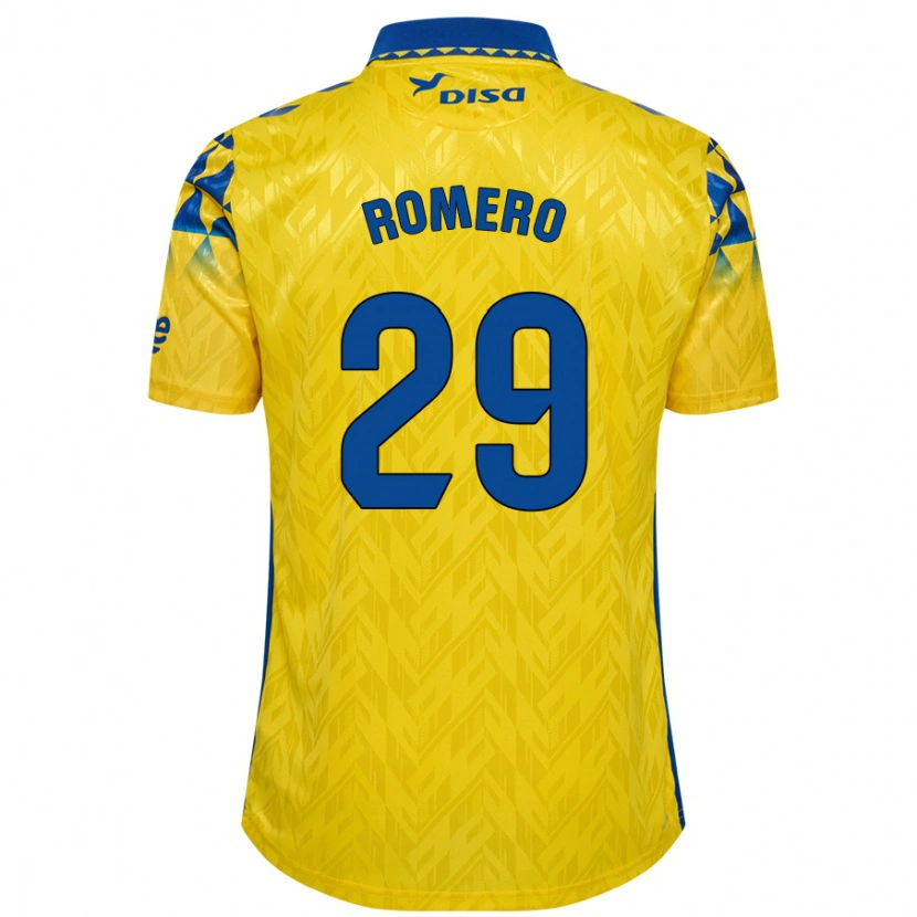 Danxen Homme Maillot Elías Romero #29 Jaune Bleu Tenues Domicile 2024/25 T-Shirt