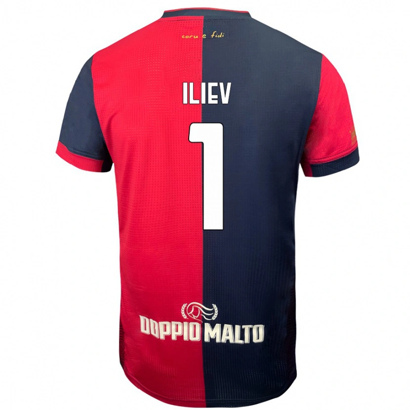 Danxen Homme Maillot Velizar-Iliya Iliev #1 Rouge Bleu Foncé Tenues Domicile 2024/25 T-Shirt