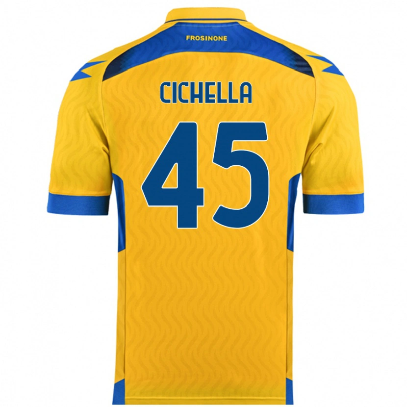 Danxen Homme Maillot Matteo Cichella #45 Jaune Tenues Domicile 2024/25 T-Shirt