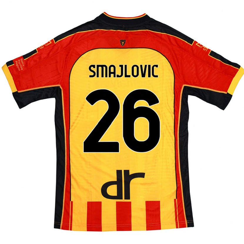 Danxen Homme Maillot Zinedin Smajlovic #26 Jaune Rouge Tenues Domicile 2024/25 T-Shirt