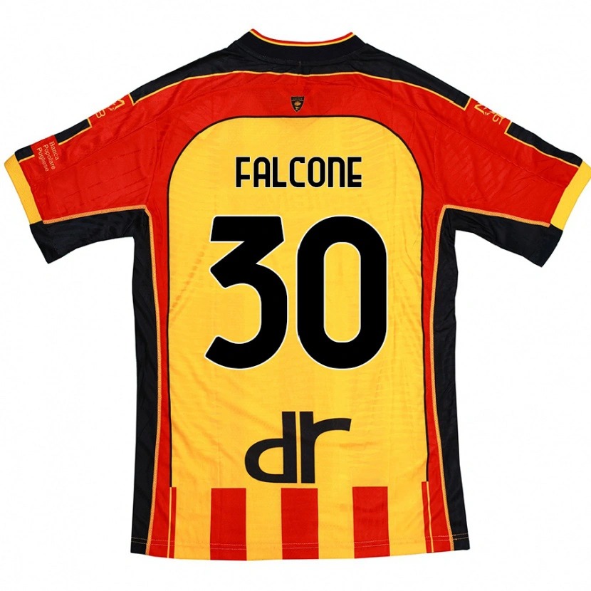 Danxen Homme Maillot Wladimiro Falcone #30 Jaune Rouge Tenues Domicile 2024/25 T-Shirt