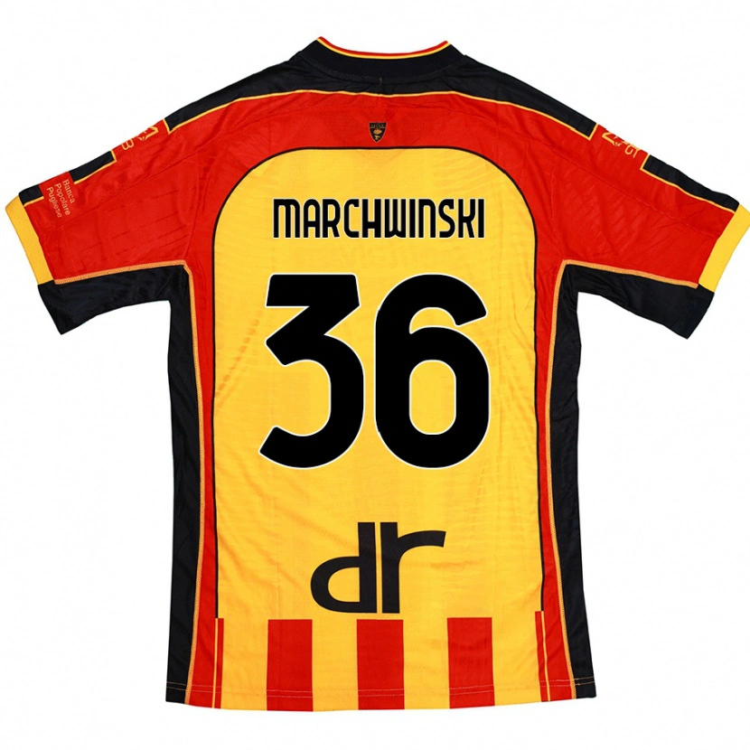 Danxen Homme Maillot Filip Marchwinski #36 Jaune Rouge Tenues Domicile 2024/25 T-Shirt