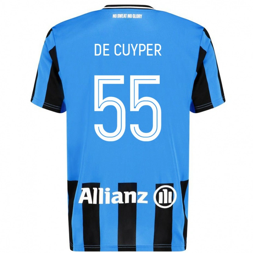 Danxen Homme Maillot Maxim De Cuyper #55 Bleu Ciel Noir Tenues Domicile 2024/25 T-Shirt