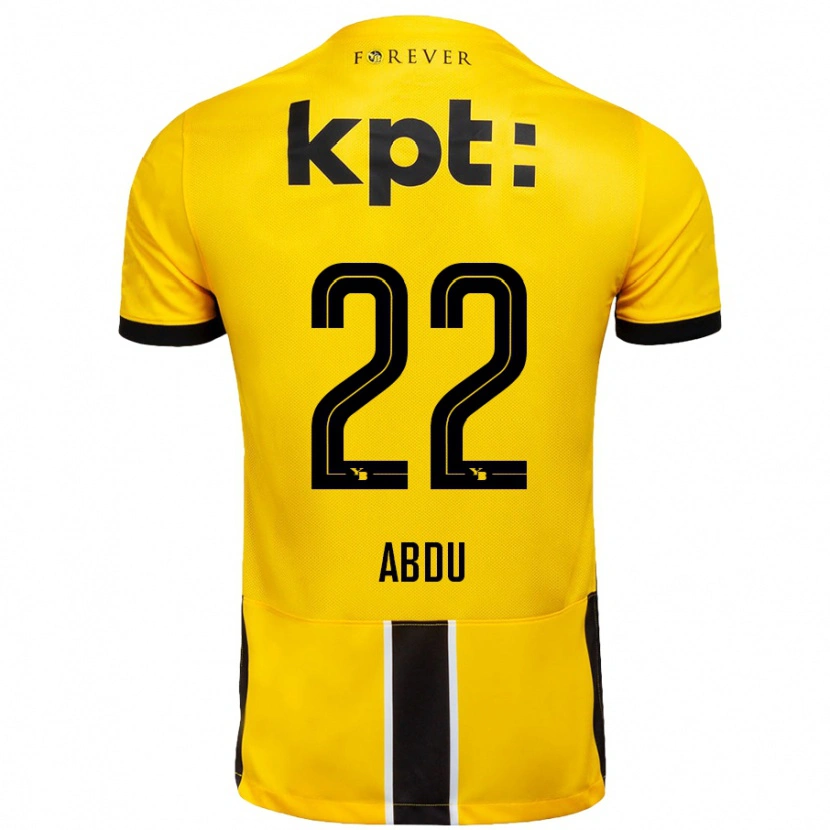 Danxen Homme Maillot Abdu Conté #22 Jaune Noir Tenues Domicile 2024/25 T-Shirt