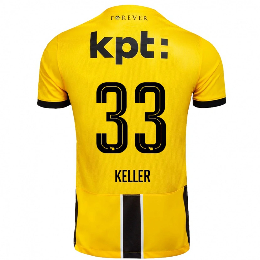 Danxen Homme Maillot Marvin Keller #33 Jaune Noir Tenues Domicile 2024/25 T-Shirt