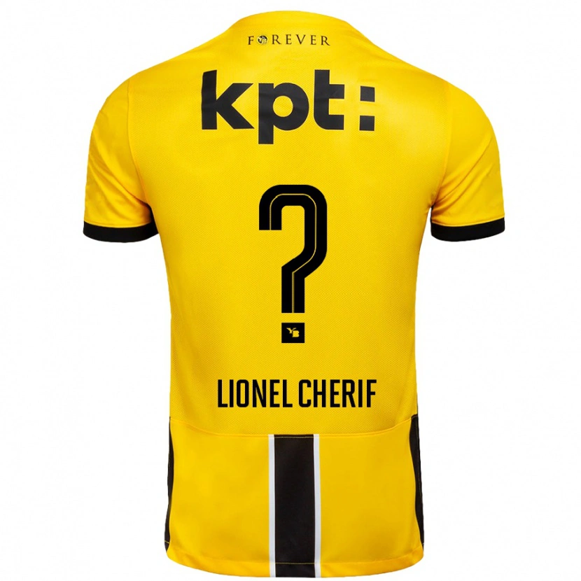 Danxen Homme Maillot Kader Lionel Cherif #0 Jaune Noir Tenues Domicile 2024/25 T-Shirt